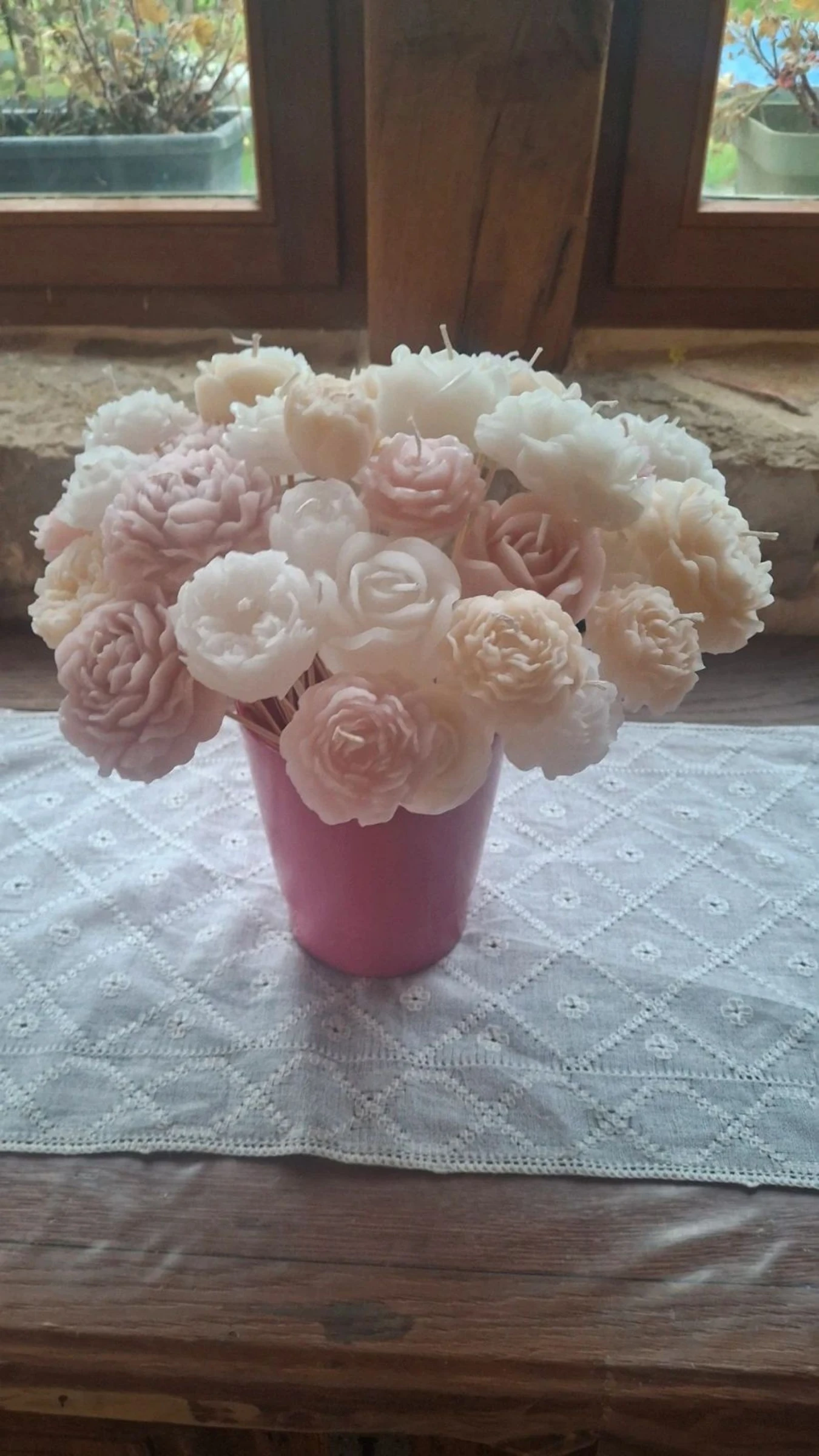 Bouquet de roses en cire